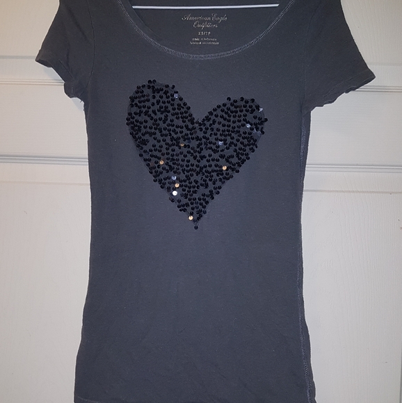 American Eagle Tee/Sequined Heart - Picture 6 of 17
